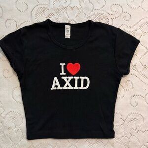 Alpha Xi Delta black baby tee, I Love AXiD